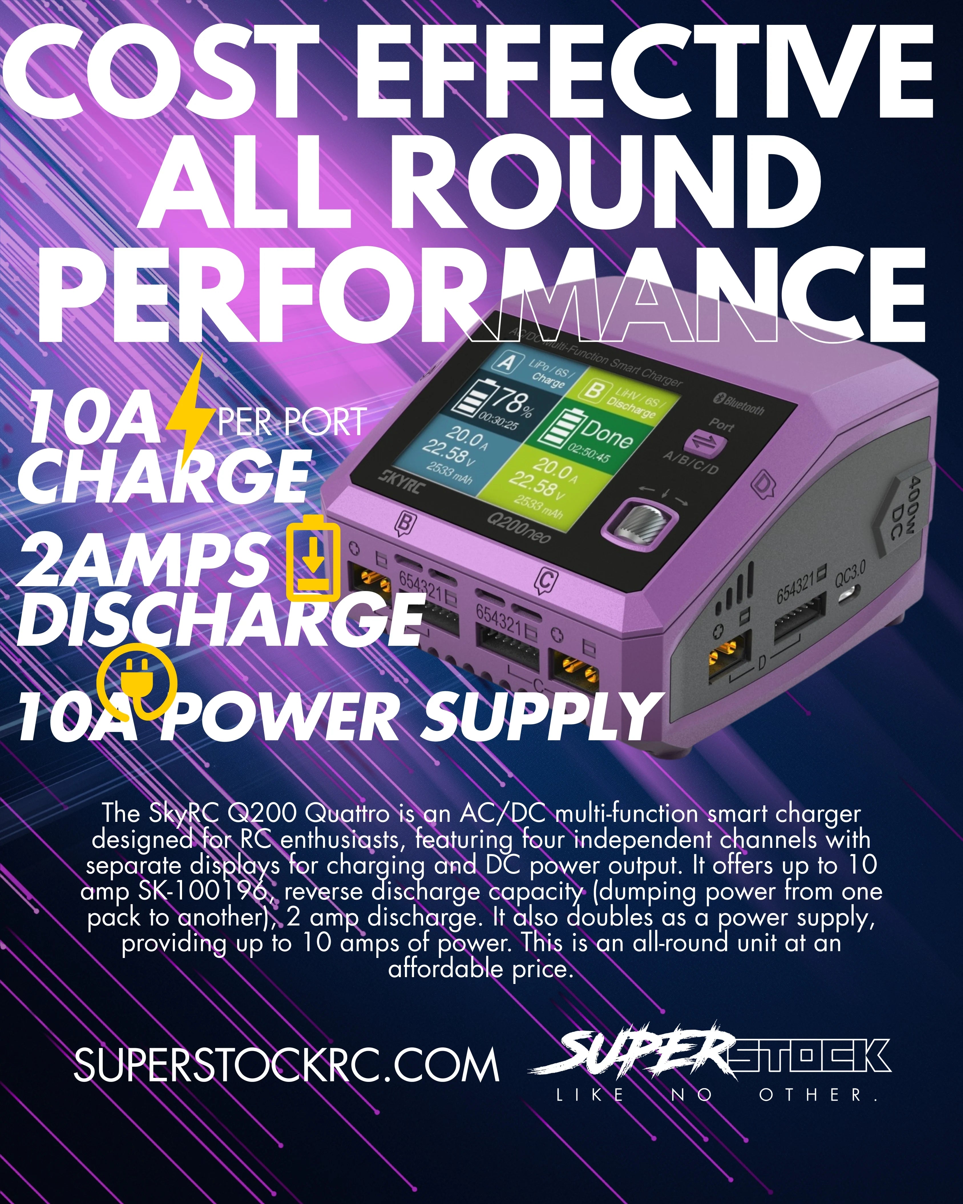 SKYRC Q200 Quattro. 10amp charge 2amp discharge – SuperStock
