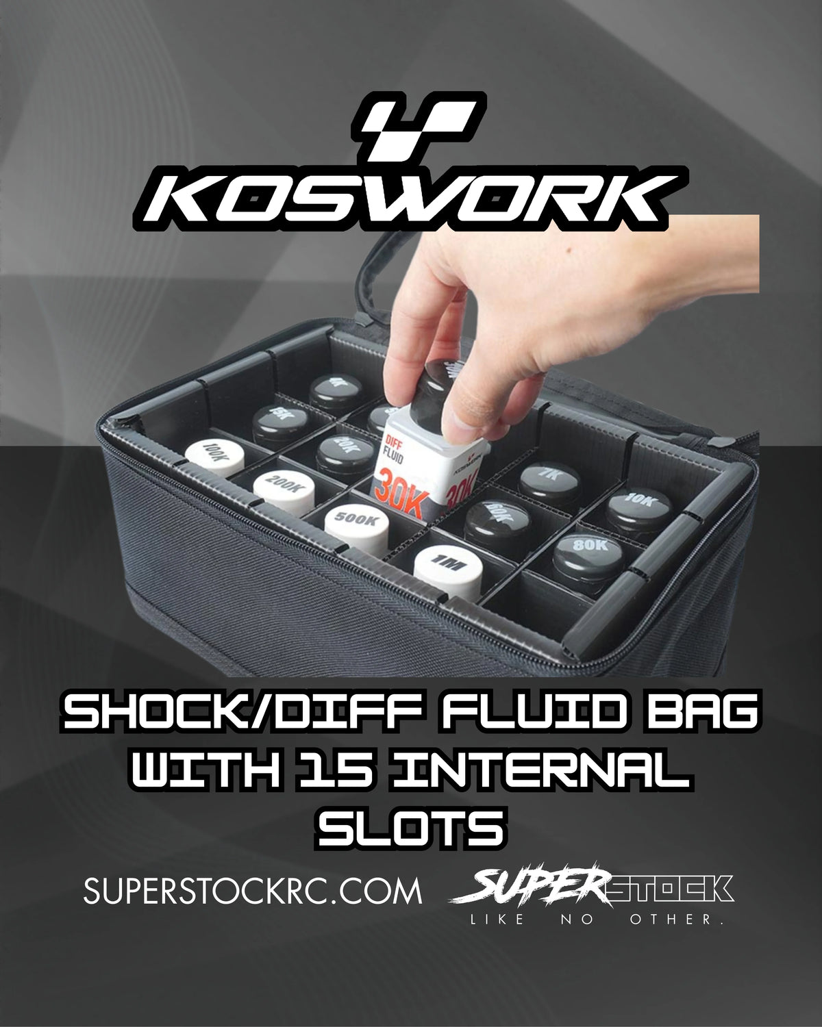 Koswork KOS32227 Tas voor schokdemper-/differentieelvloeistof met 15 interne vakken