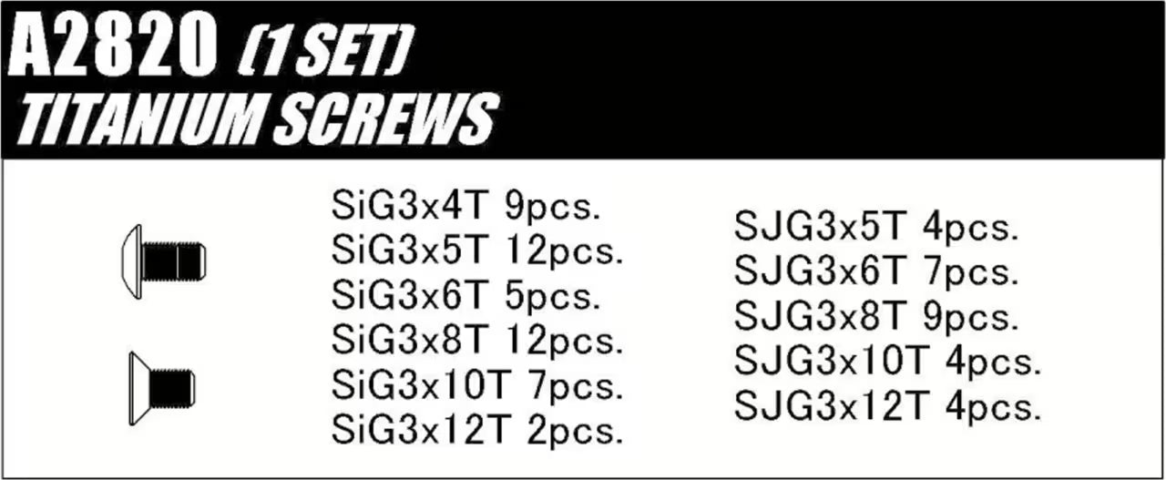 A2820: titanium bovenste schroeven voor MTC3