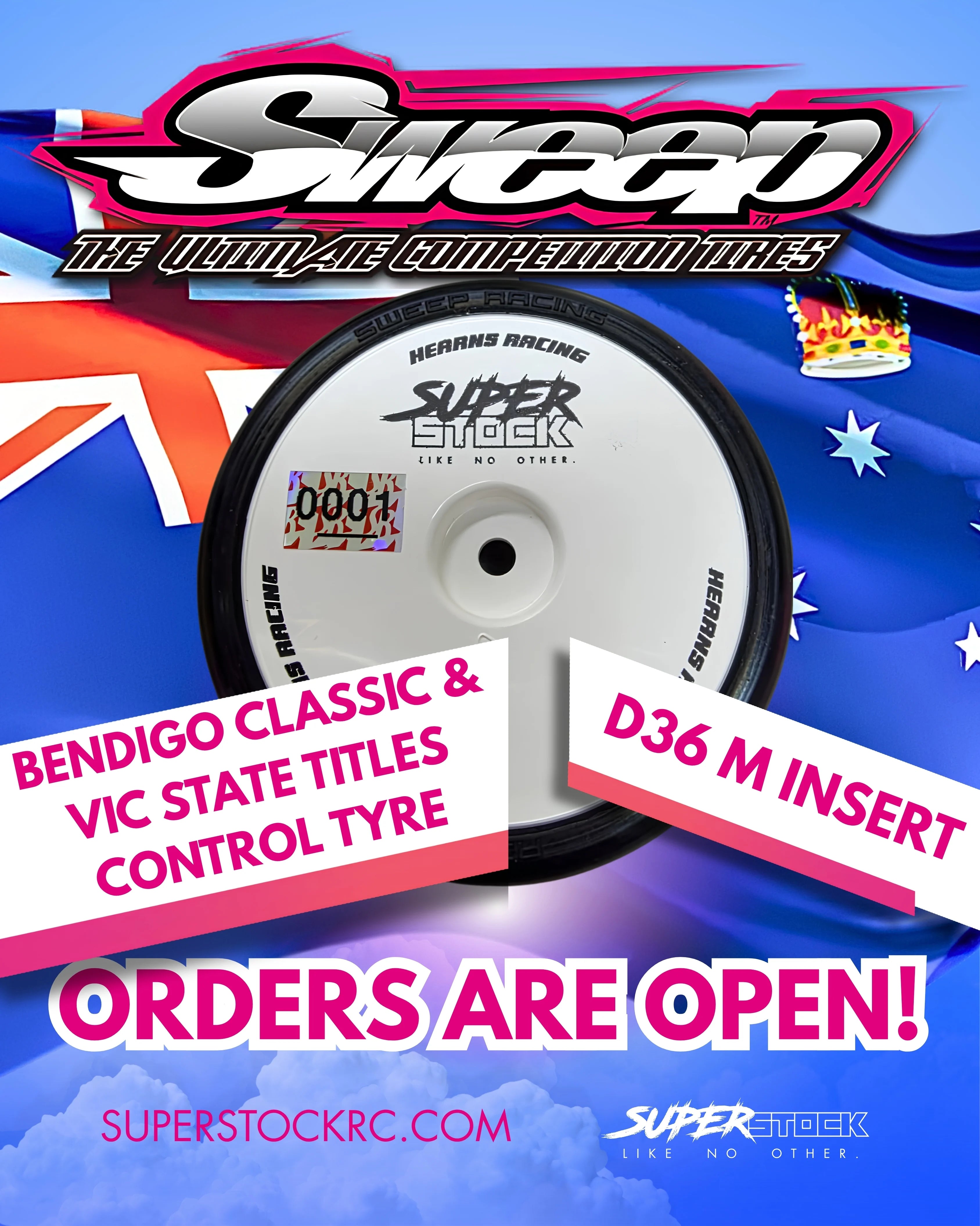 Sweep Racing Bendigo Classic en Vic States-banden D36 Medium (M)-insert