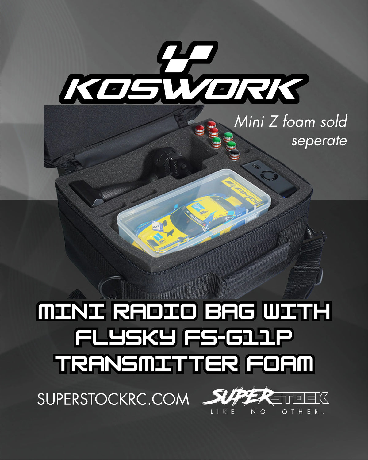 Koswork KOS32262-G11P Mini-radiotas met schuim voor Flysky FS-G11P-zender **Mini Z-schuim afzonderlijk verkrijgbaar)